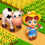 Family Farm Seaside MOD APK gameplay showing coastal farm with crops animals and beach